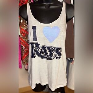 PINK Victoria's Secret White and Blue Graphic Tank Top